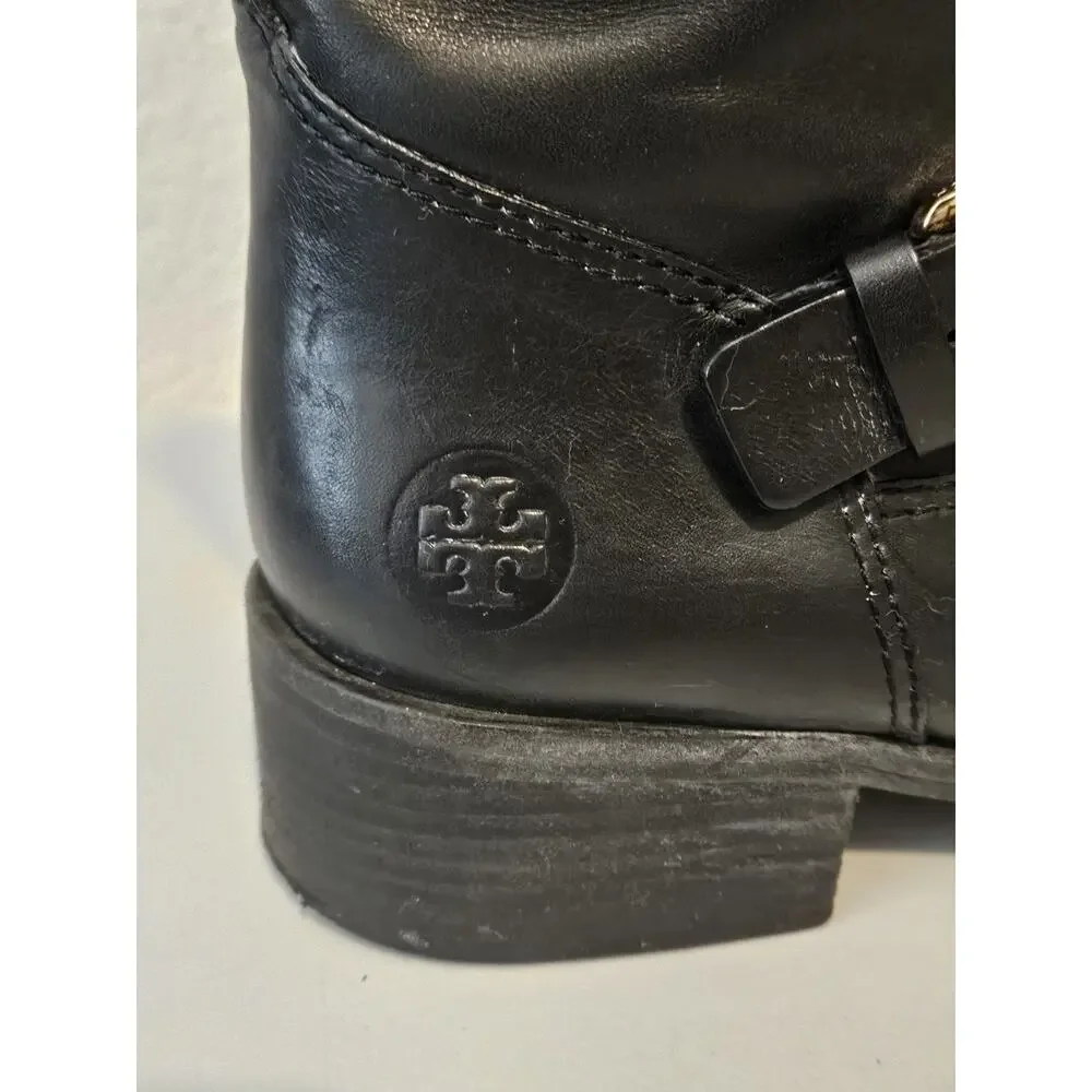 Tory Burch Bennie Moto Black Leather Boots Women’s Size 10M